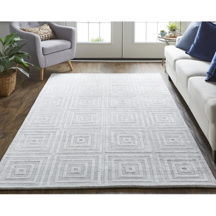 Wade Logan® Anatollo Minimal Wool/Viscose Area Rug in White & Reviews